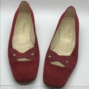 Salvatore Ferragamo Red Suede Shoes 7.5B